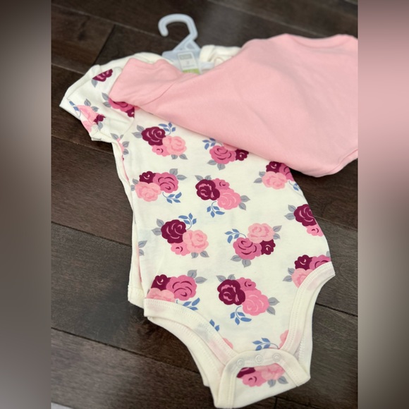 🌸 NWT Baby Girl Onesie set/ safari Dress / blue bunny Romper Lot of 3 - Picture 6 of 8